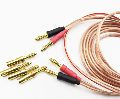 স্বচ্ছ 14Gauge ব্যানান ওয়্যার জন্য Bi-Wire Bi-Amp HiFi Surround Sound 99.9% OFC কপার