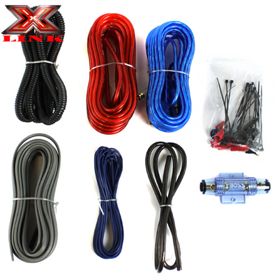 পিভিসি জ্যাকেট 0 4 8 10awg Gauge অটো কার এম্প্লিফায়ার এম্প্লিফায়ার ওয়্যারিং কিট আরসিএ সংযোগকারী প্রকারের সাথে