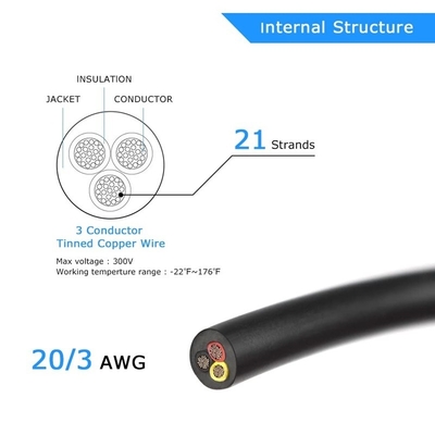 18AWG 2 কন্ডাক্টর 20AWG 3 কন্ডাক্টর বৈদ্যুতিক তারের স্ট্র্যান্ডড পিভিসি টিনযুক্ত তামার তার