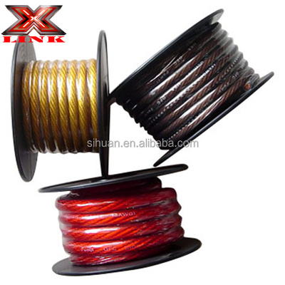 নরম পিভিসি জ্যাকেট নিম্ন ভোল্টেজ গাড়ি 0 2 4 6 8 AWG গ্যাজ আইসোলেশন উপাদান পিভিসি গাড়ি অডিও সাবউফার এম্প্লিফায়ার পাওয়ার ক্যাবল