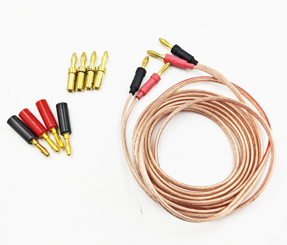স্বচ্ছ 14Gauge ব্যানান ওয়্যার জন্য Bi-Wire Bi-Amp HiFi Surround Sound 99.9% OFC কপার
