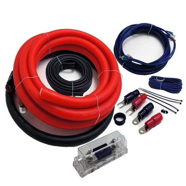 পিভিসি জ্যাকেট 0 4 8 10awg Gauge অটো কার এম্প্লিফায়ার এম্প্লিফায়ার ওয়্যারিং কিট আরসিএ সংযোগকারী প্রকারের সাথে