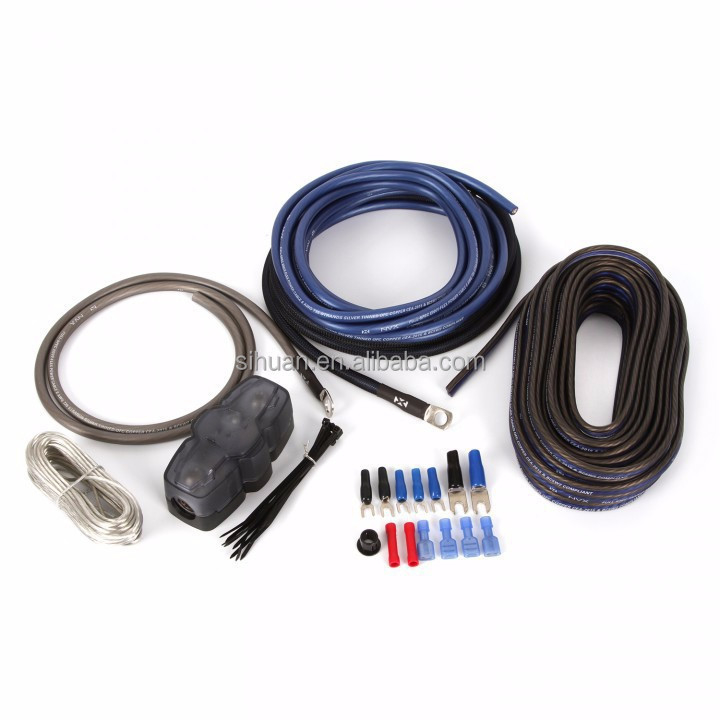 সুলভ মূল্যে আনুষাঙ্গিক সহ বিচ্ছিন্ন পিভিসি 8AWG কার অডিও এম্প্লিফায়ার ক্যাবল কিট