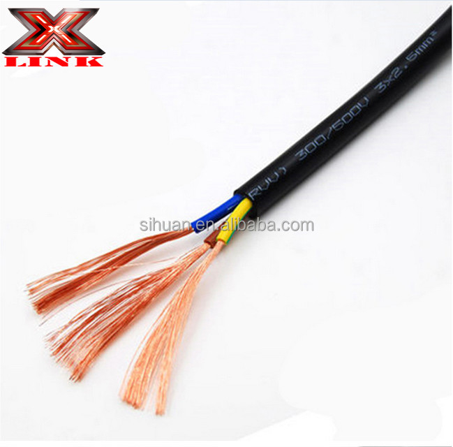 14AWG 16AWG 2.5mm 1.5mm 3 2 কোর স্ট্র্যান্ডড কপার ইলেকট্রিক ক্যাবল পিভিসি নিরোধক সঙ্গে